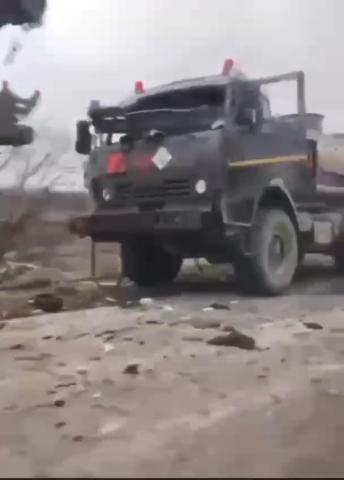 Destroyed columns of Russian military equipment near Kherson