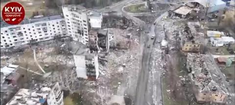 Consequences of shelling and bombing in the village of Borodyanka near Kiev