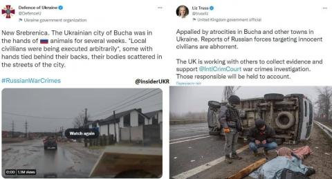 British Foreign Secretary Liz Trass reacted to the horrific photos of tortured Ukrainians