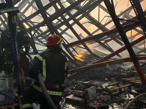 On March 29, a fire broke out in a warehouse building in Brovary district as a result of an enemy shell