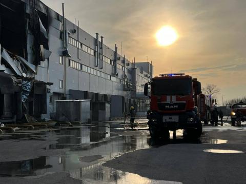 On March 29, a fire broke out in a warehouse building in Brovary district as a result of an enemy shell