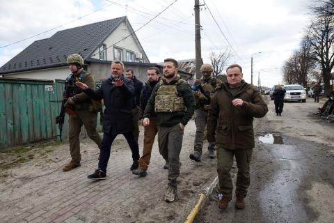 President of Ukraine Volodymyr Zelensky visited Bucha, where evidence of massacres of civilians was found