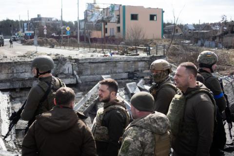 President of Ukraine Volodymyr Zelensky visited Bucha, where evidence of massacres of civilians was found
