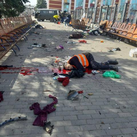 Cassette Iskander - on the Kramatorsk railway station hit the Russian Nazis