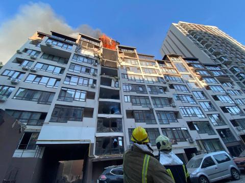 Search and rescue operations are underway in a residential building in the Shevchenkivskyi district where the rocket hit