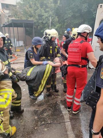 Search and rescue operations are underway in a residential building in the Shevchenkivskyi district where the rocket hit
