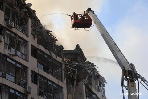 Search and rescue operations are underway in a residential building in the Shevchenkivskyi district where the rocket hit