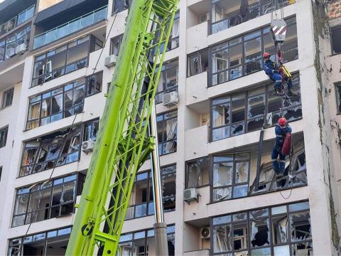 Search and rescue operations are underway in a residential building in the Shevchenkivskyi district where the rocket hit