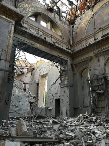 The Transfiguration Cathedral in the very center of Odessa was destroyed.