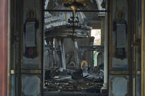The Transfiguration Cathedral in the very center of Odessa was destroyed.