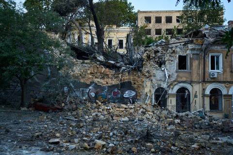 The Transfiguration Cathedral in the very center of Odessa was destroyed.