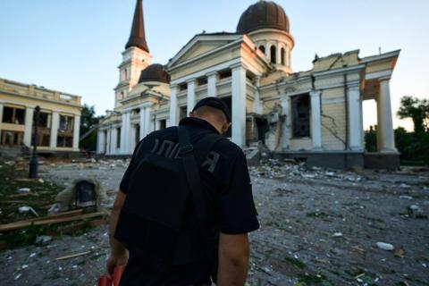 The Transfiguration Cathedral in the very center of Odessa was destroyed.