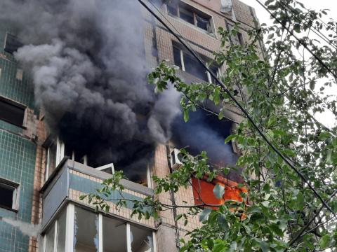 Consequences of a russian missile hitting the 9th floor in Kryvyi Rih.v