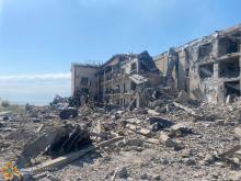 Rescuers eliminate the consequences of a missile strike in the Odessa region